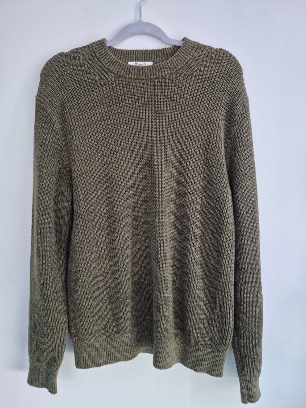 Madewell Men's Marled Cotton Shaker-Stitch Crewneck Sweater - Size M